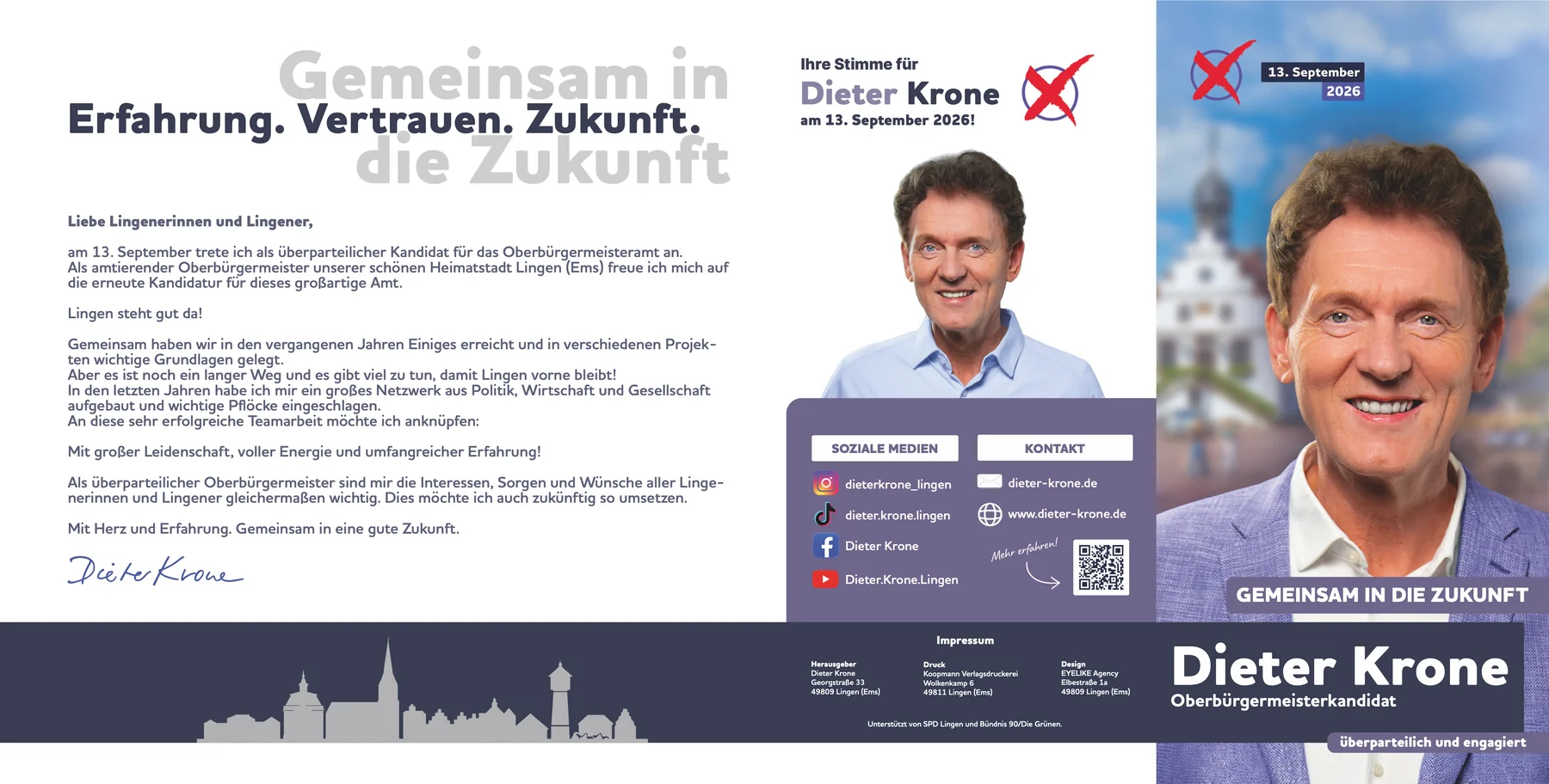 Wahlkampfflyer von Dieter Krone, Außenseite