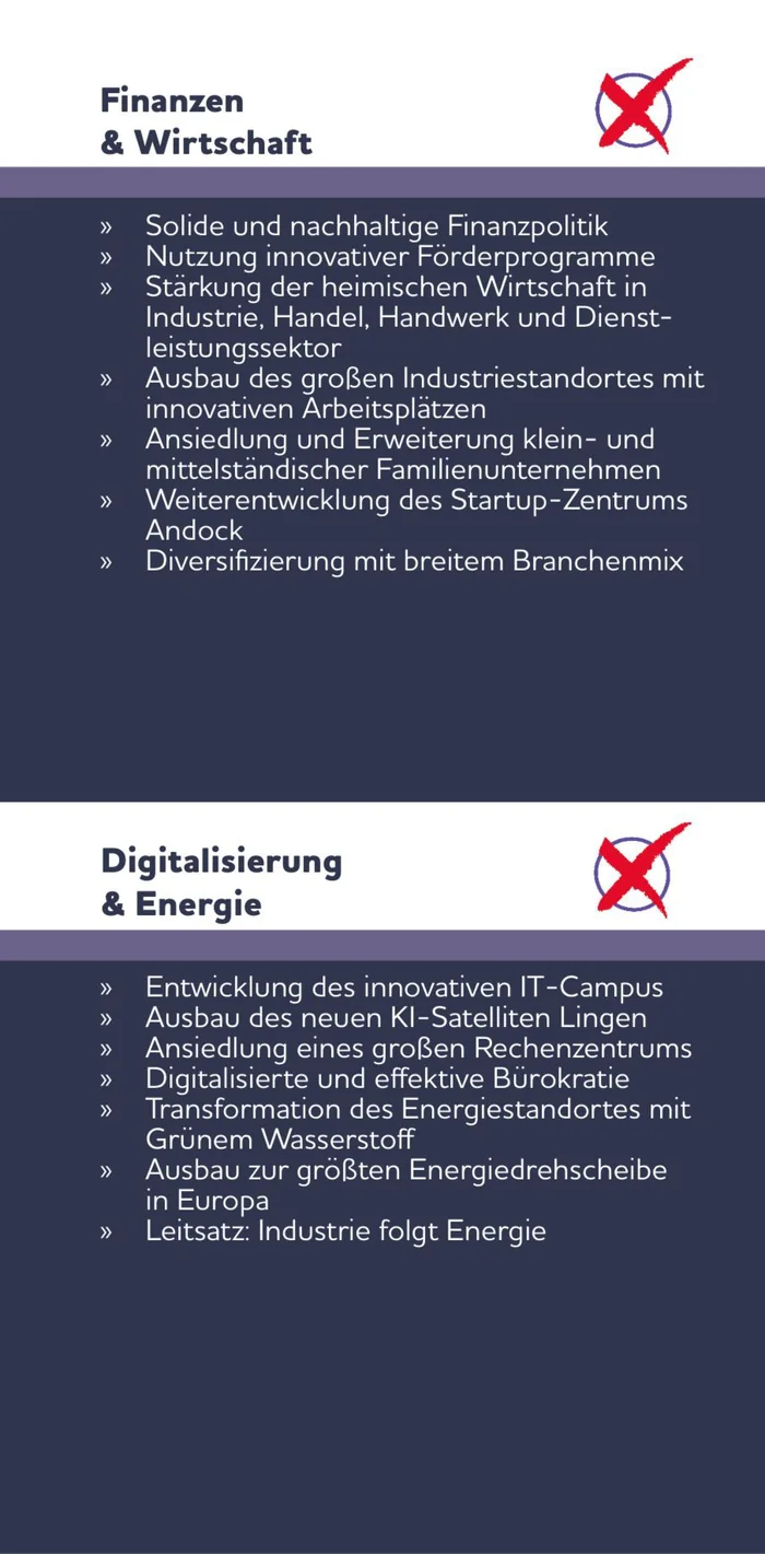 Wahlkampfflyer, Innenseite, aufgeklappte Spalte 1 von 4